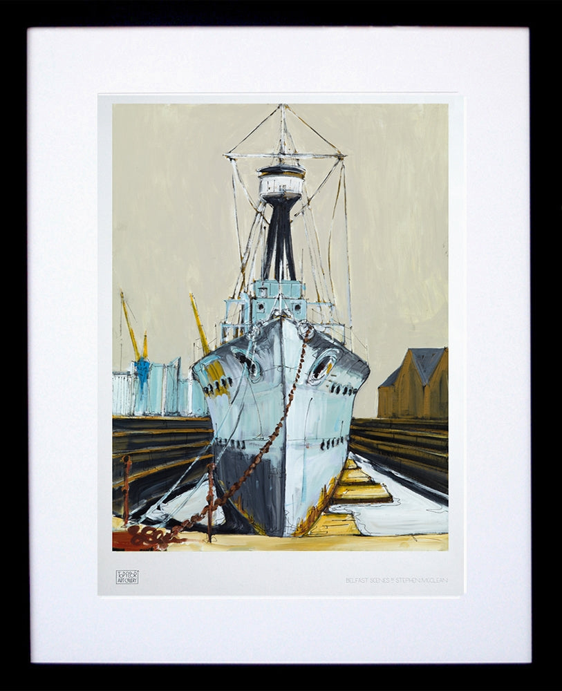 Print - Belfast HMS Caroline-29.5 x 42-Black  Frame
