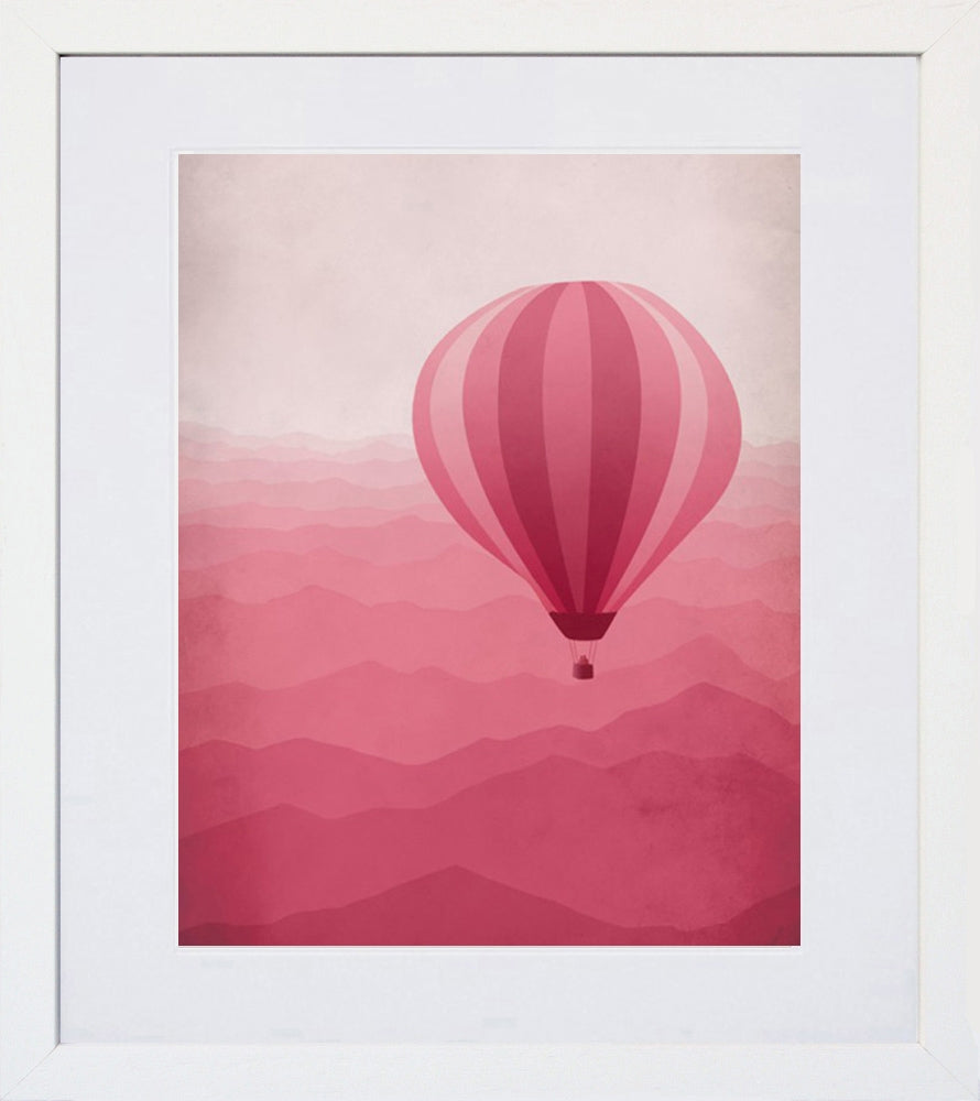 Hot Air Balloon In Pink White Frame