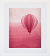 Hot Air Balloon In Pink White Frame