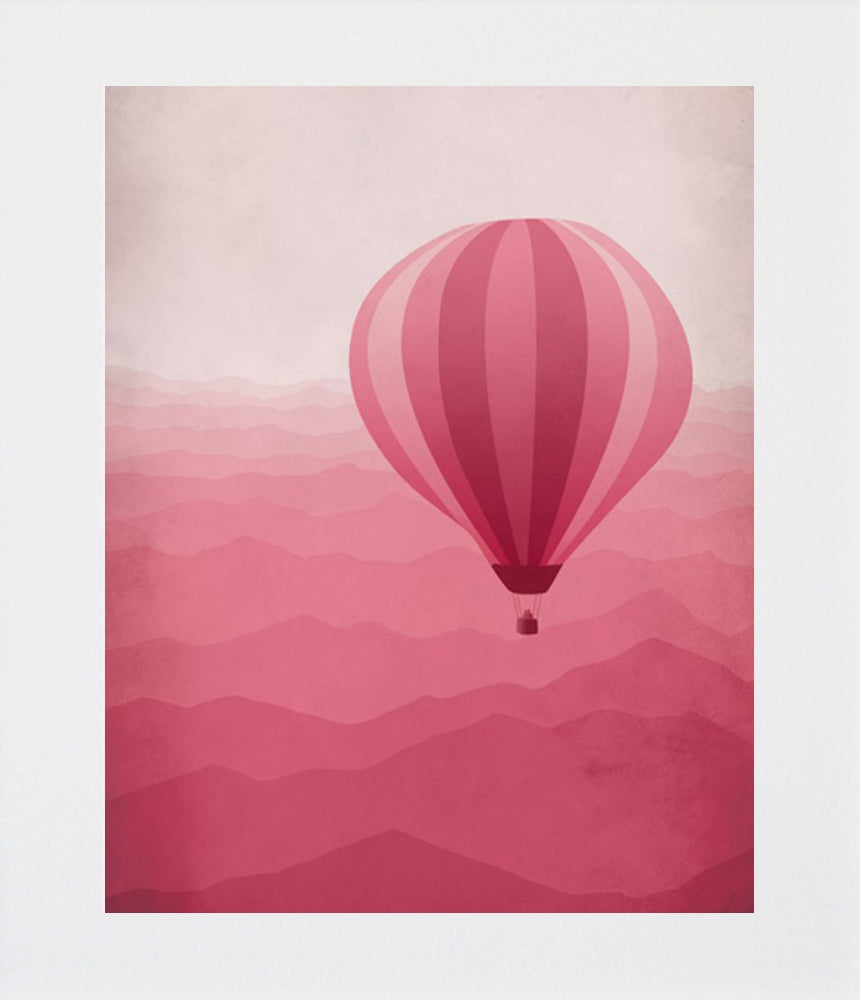 Hot Air Balloon In Pink Unframed