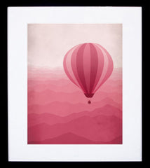 Hot Air Balloon In Pink Black frame