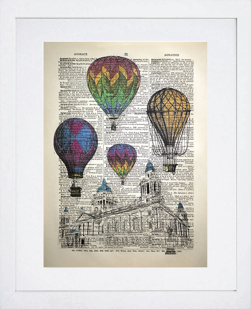 Hot Air Balloons Over Belfast City Hall White Frame