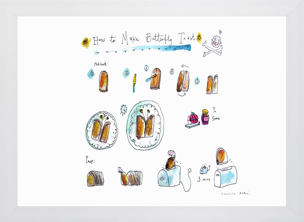 Butterfly Toast Flat White Frame