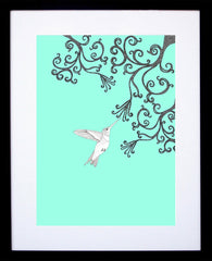 Hummingbird (Sky Blue) Framed