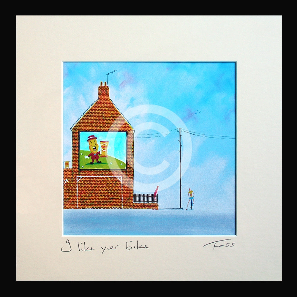 Print - I Like Your Bike Two-15 x 15- Black Frame
