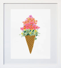 Ice Cream Cone White Frame