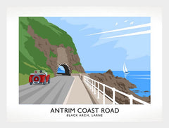 Co Antrim - Coast Road Black Arch Frame White 70x50