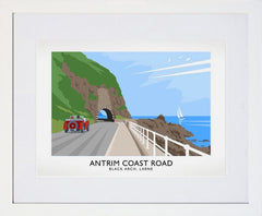 Co Antrim - Coast Road Black Arch Frame White 40x30 No Mount