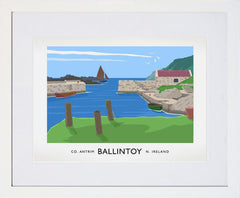 Co Antrim - Ballintoy Harbour Frame White 40x30 With Mount