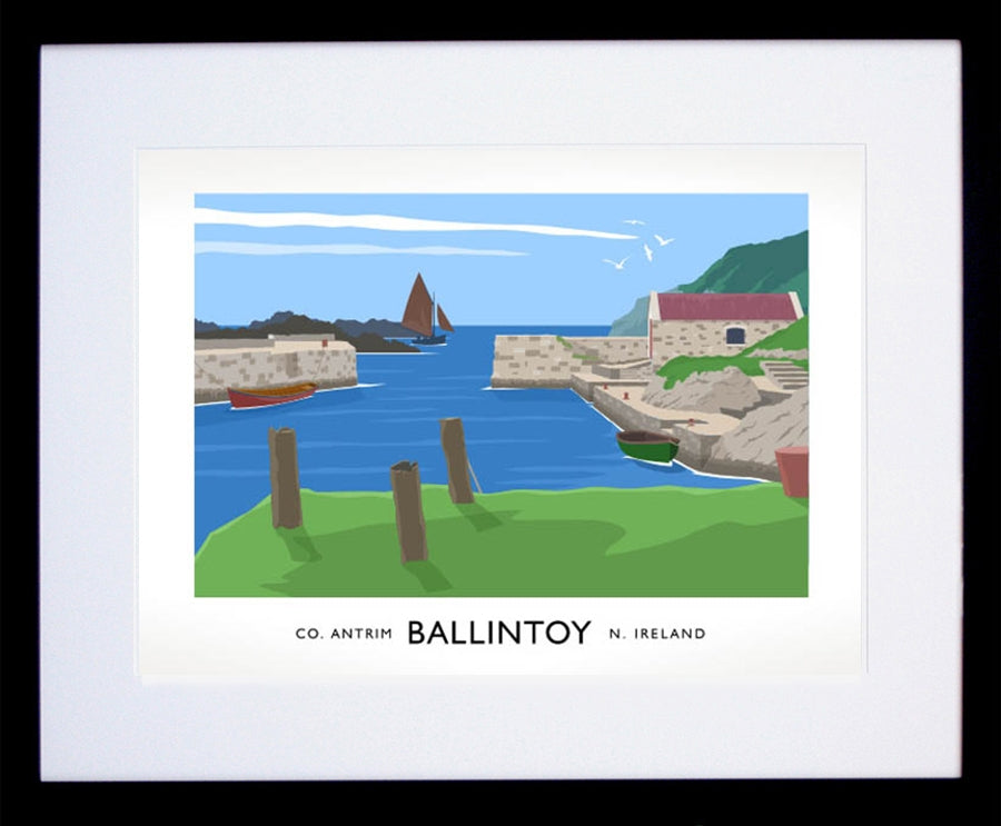 Co Antrim - Ballintoy Harbour Frame Black 70x50
