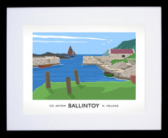 Co Antrim - Ballintoy Harbour Frame Black 70x50
