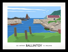 Co Antrim - Ballintoy Harbour Frame Black 40x30 nomount