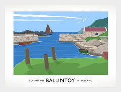 Co Antrim - Ballintoy Harbour Frame White 40x30 No Mount