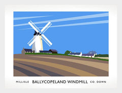 Co Down - Ballycopeland Windmill Frame White 40x30 No Mount