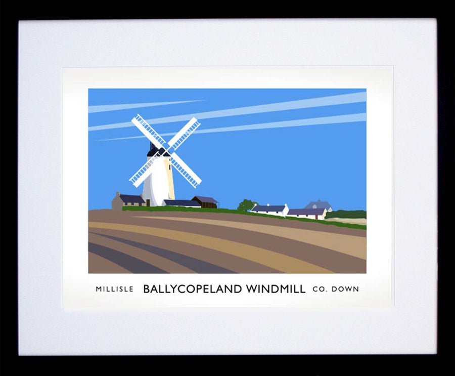 Co Down - Ballycopeland Windmill Frame Black 40x30 With Mount