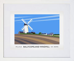 Co Down - Ballycopeland Windmill Frame White 40x30 With Mount