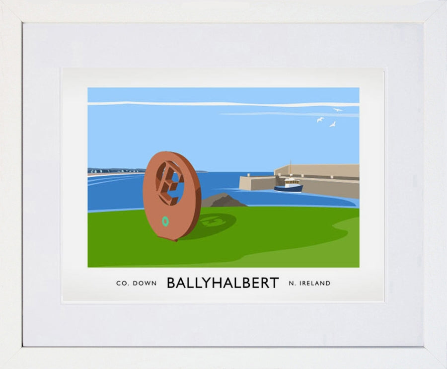 Co Down - Ballyhalbert Frame White 40x30 With Mount