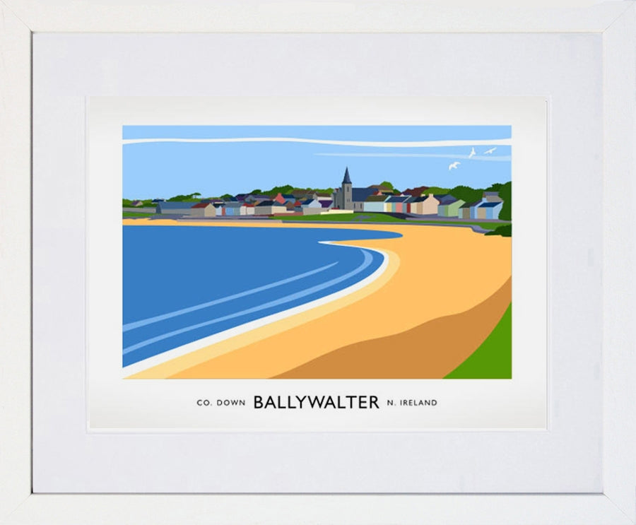 Co Down - Ballywalter Frame White 40x30 With Mount