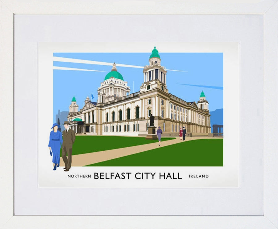 Belfast - City Hall Frame White 40x30 With Mount