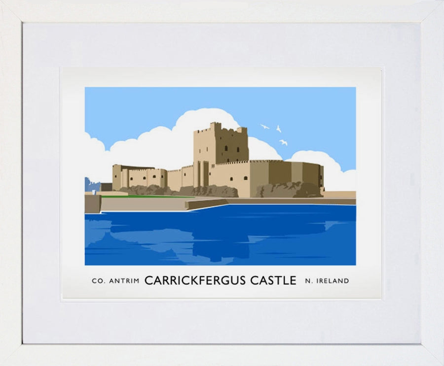 Co Antrim - Carrickfergus Castle Frame White 40x30 With Mount