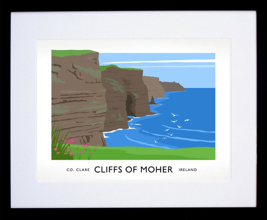 Co Clare - Cliffs of Moher Frame Black 40x30 With Mount