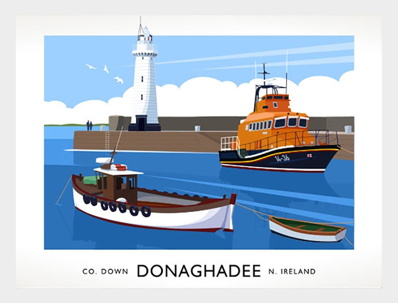 Co Down - Donaghadee Harbour Frame White 40x30 No Mount