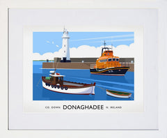 Co Down - Donaghadee Harbour Frame White 40x30 With Mount