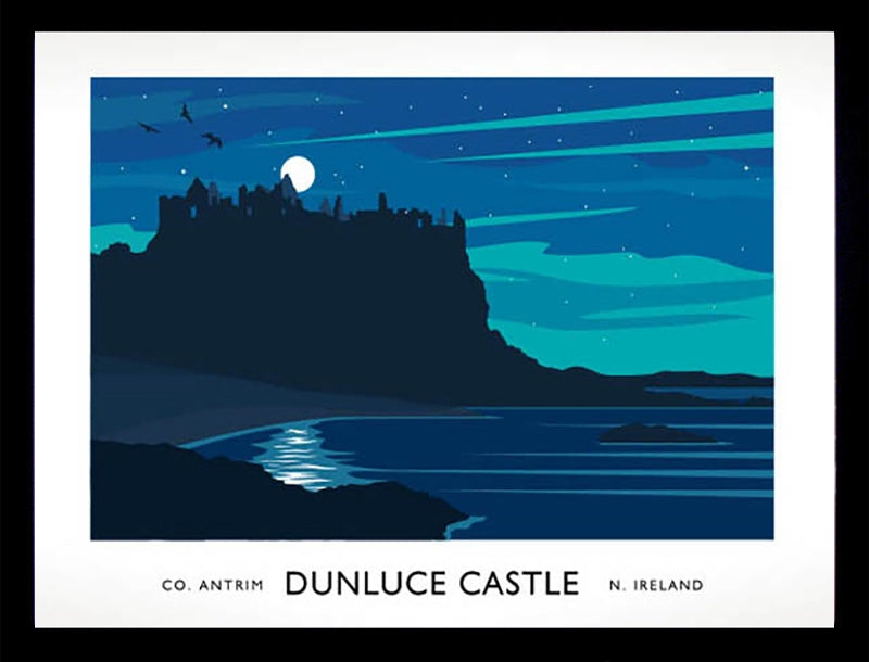 Co Antrim - Dunluce Castle Aurora Frame Black 70x50