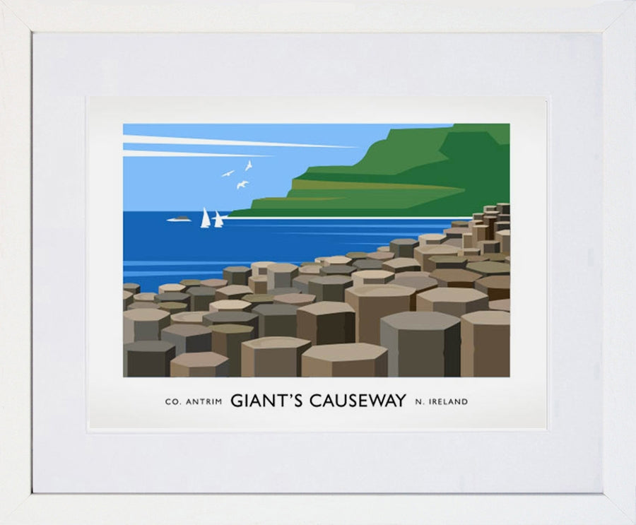 Co Antrim - Giant's Causeway Frame White 40x30 With Mount