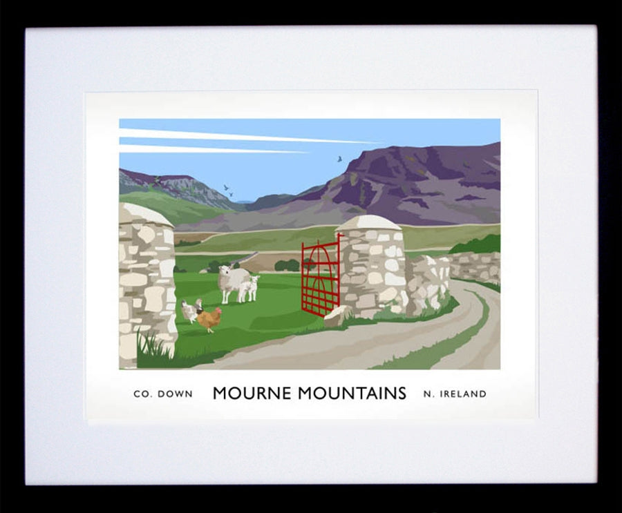 Co Down - Mourne Mountains  Frame Black 40x30 With Mount