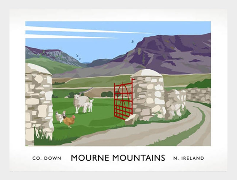 Co Down - Mourne Mountains  Frame White 40x30 No Mount