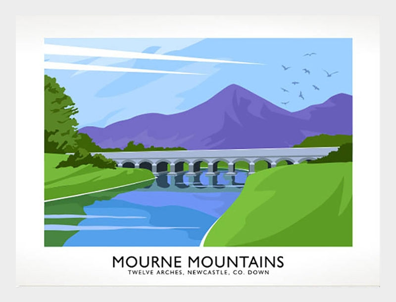 Co Down - Mourne Mountains Twelve Arches Frame White 40x30 No Mount