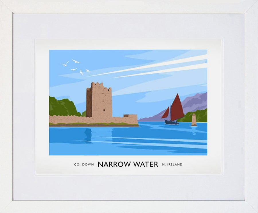 Co Down - Narrow Water Frame White 40x30 With Mount