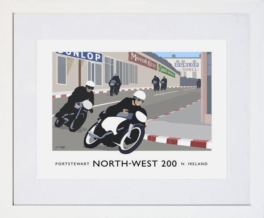 Sport - North West 200  Frame White 40x30 With Mount