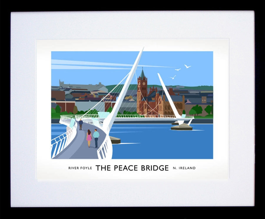 Co Derry - The Peace Bridge Frame Black 40x30 With Mount