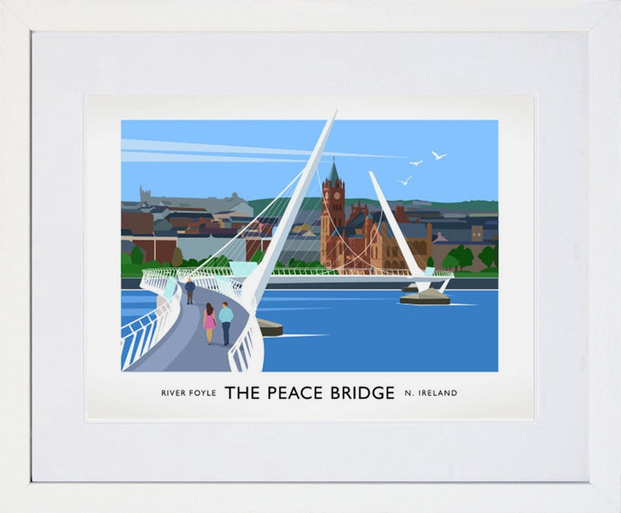 Co Derry - The Peace Bridge Frame White 40x30 With Mount
