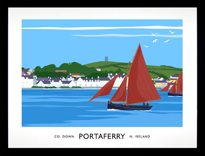 Co Down - Portaferry Sailing Boats Frame Black 40x30 No Mount
