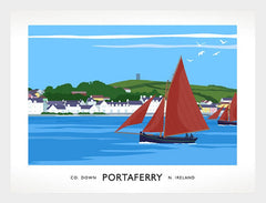 Co Down - Co Down - Portaferry Sailing Boats Frame White 40x30 No Mount