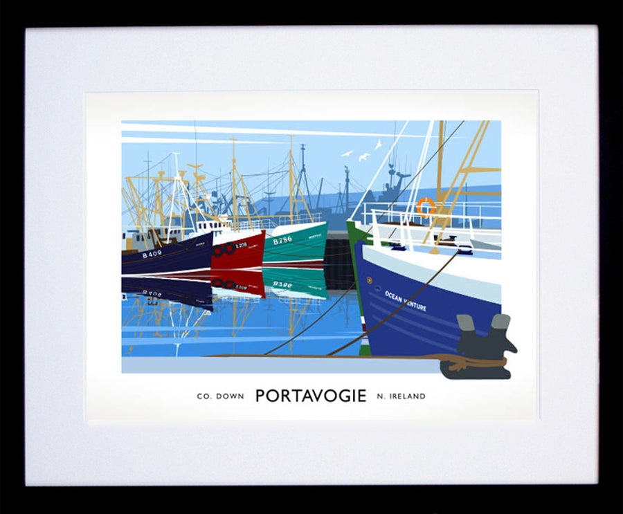 Co Down - Portavogie Frame Black 40x30 With Mount