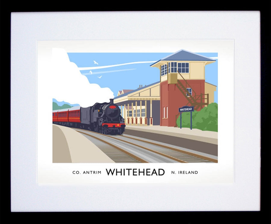 Co Antrim - Whitehead  Frame Black 40x30 With Mount