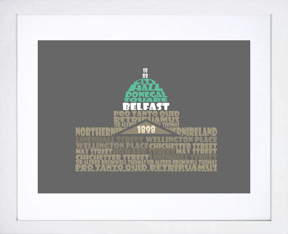 Print - City Hall Belfast White Frame
