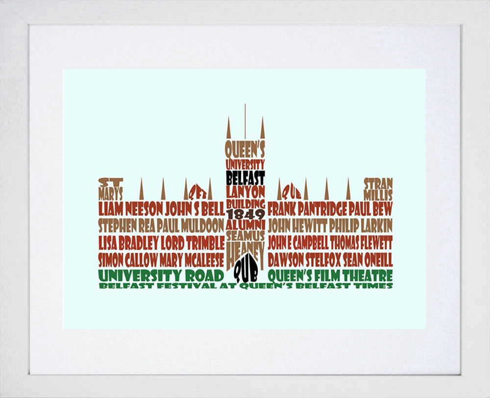 Print - Queens Alumni Belfast White Frame