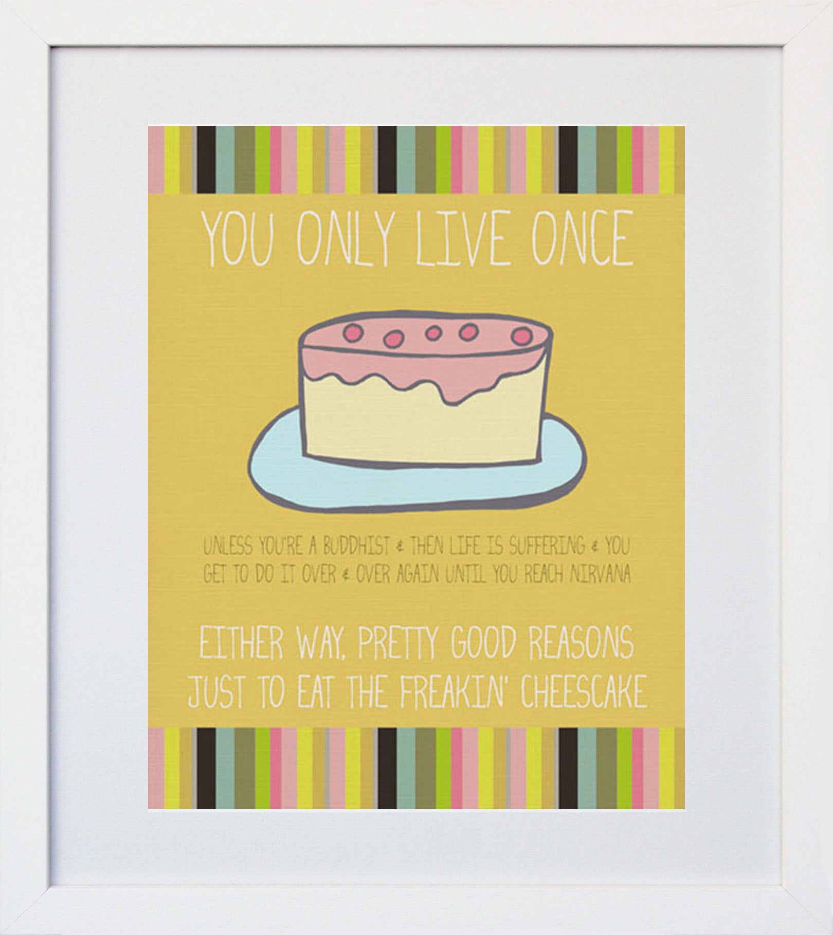 Just Eat The Cheesecake White Frame