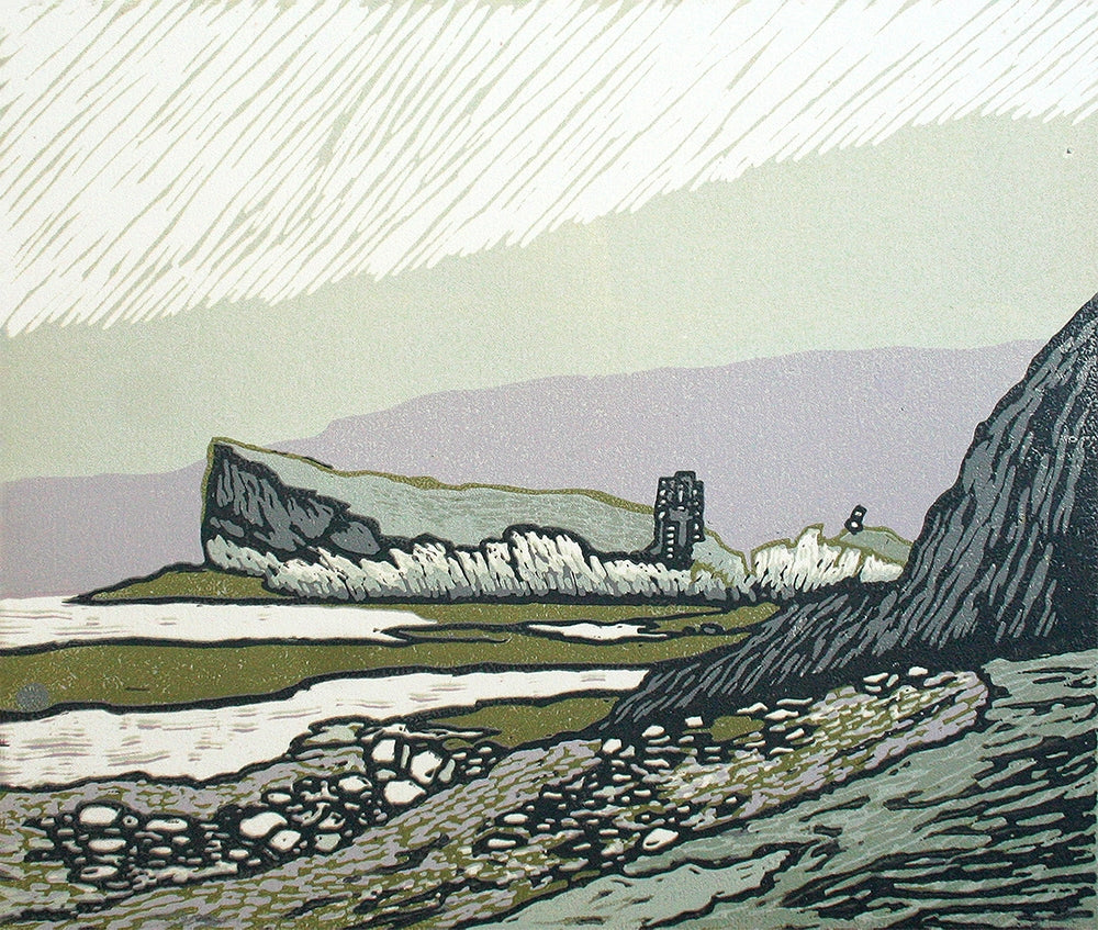 Linocut Print - Co Antrim Kinbane Castle 2018
