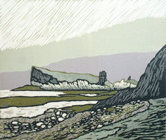 Linocut Print - Co Antrim Kinbane Castle 2018