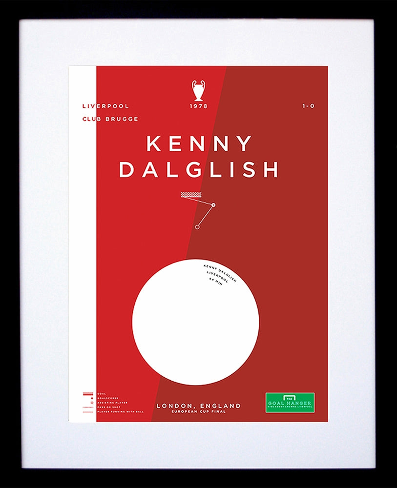Liverpool - Kenny Dalglish vs Club Brugge 1978 Framed 30x42 with mount
