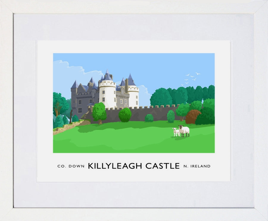 Co Down - Killyleagh Castle Frame White 40x30 With Mount