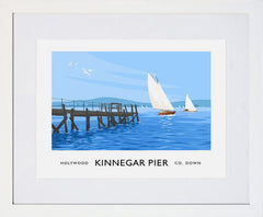 Co Down - Holywood Kinnegar Pier Frame White 40x30 With Mount