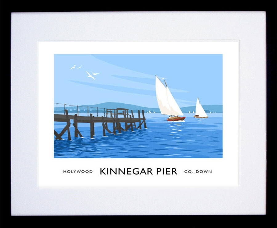 Co Down - Holywood Kinnegar Pier Frame Black 40x30 With Mount