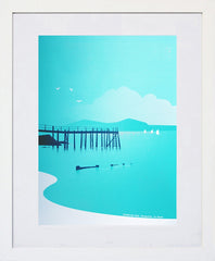 Kinnegar Pier, Holywood White Frame (With Mount)